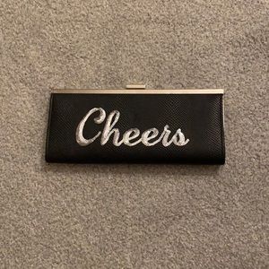 Black “CHEERS” clutch
